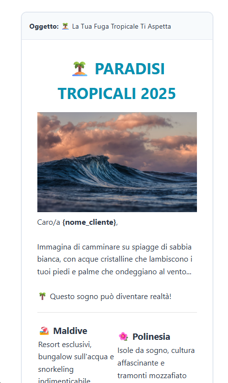 Template Email Paradisi Tropicali